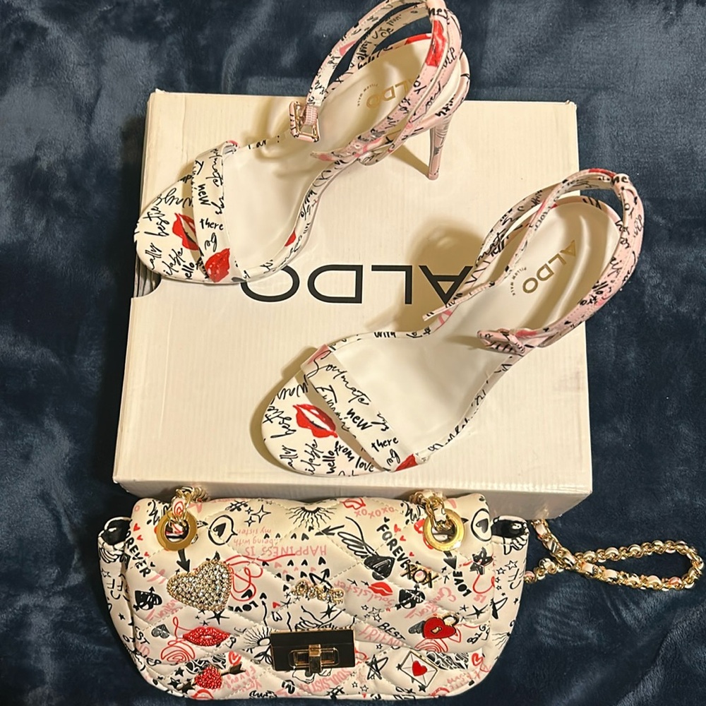 One time wear Aldo stiletto heels  and purse matching set